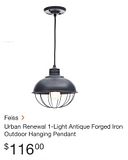 photo Feiss urban renewal 1-light antique forged iron outdoor hanging pendant 116.jpg