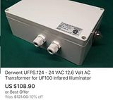 photo Derwent UFPS.124 - 24 VAC 12.6 Volt AC Transformer for UF100 Infrared illuminator.jpg